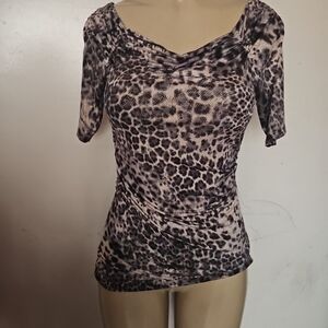 Topia Black and Cream Leopard Print Blouse